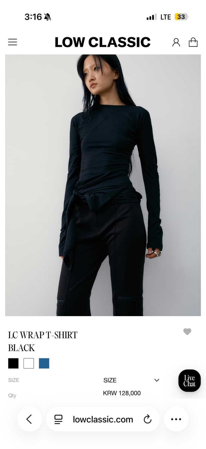 Low Classic 로우클래식 lc wrap t-shirt black 상품이미지3