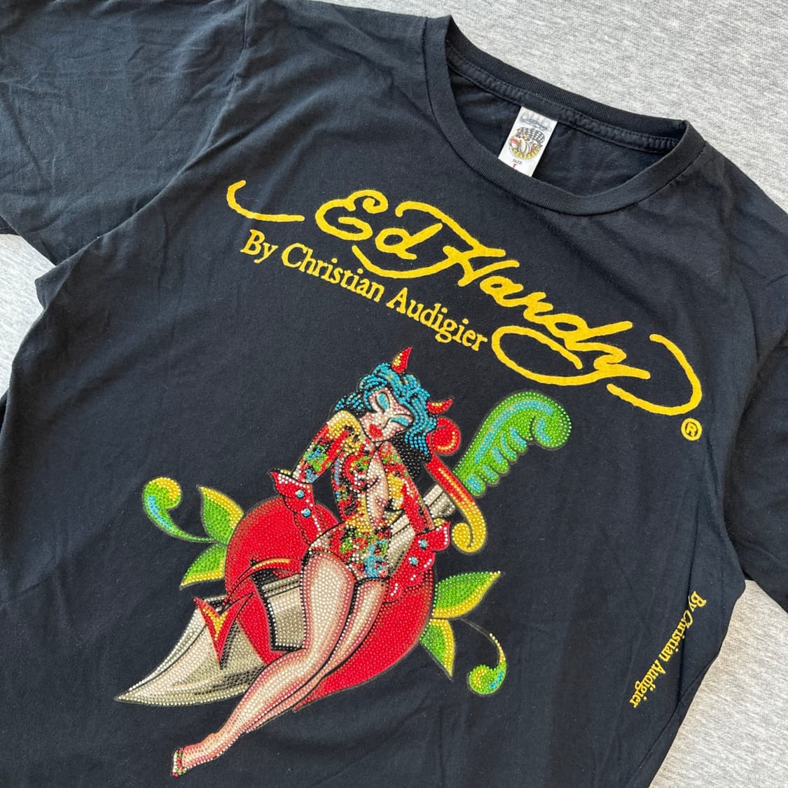 [L] Ed Hardy 에드 하디 올 큐빅 데빌 핀업걸 빈티지 반팔 상품이미지6
