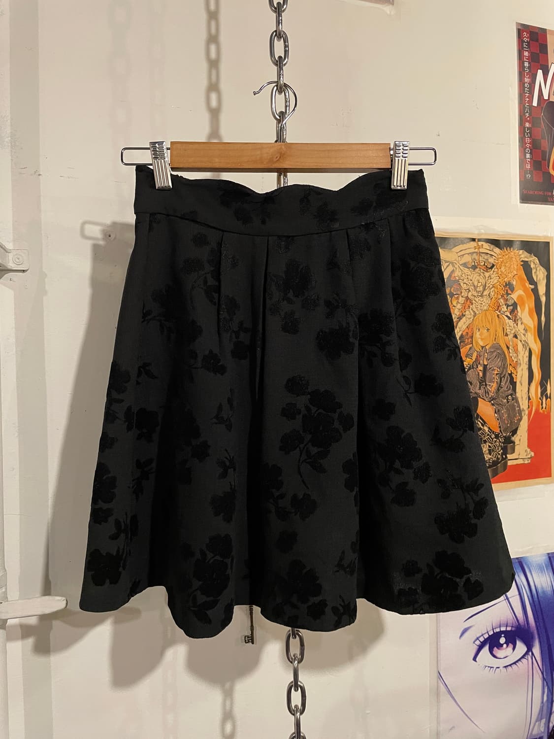 플라워 패턴 블랙 미디스커트 오리엔탈 상품이미지1