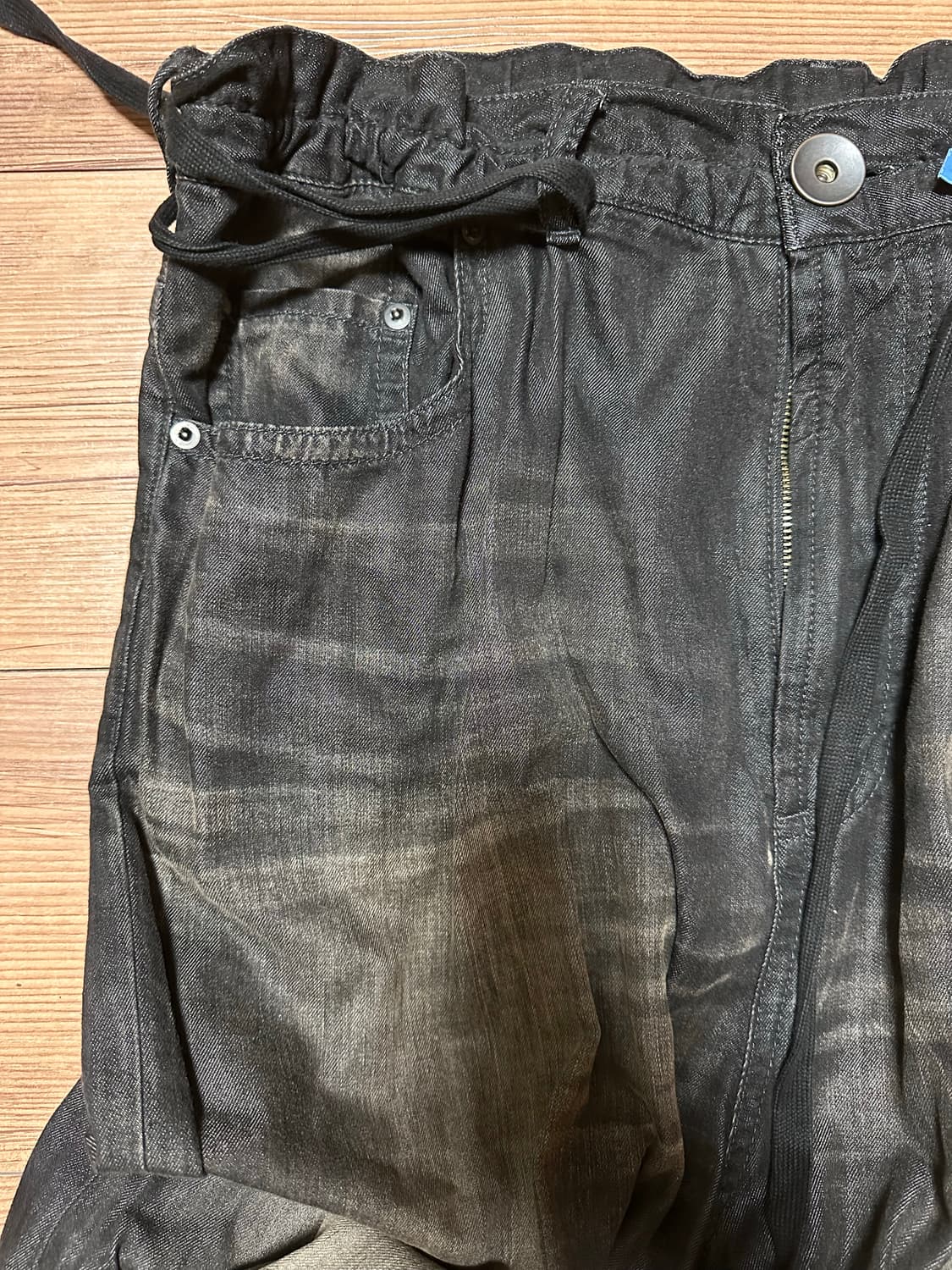 미하라 야스히로 텐셀 데님 와이드 팬츠 블랙 44사이즈 상품이미지5