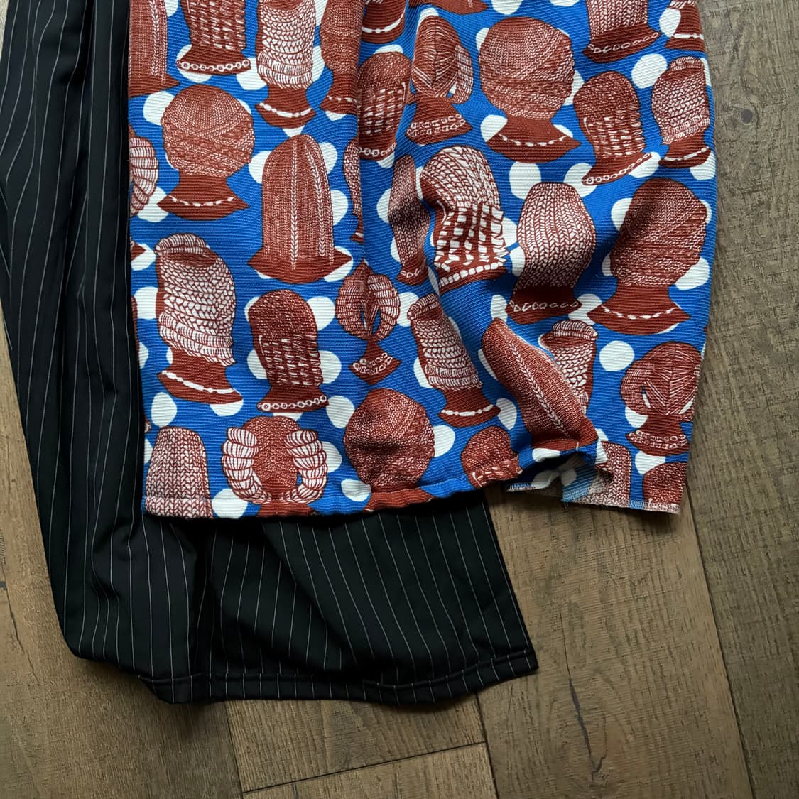 Pattern Stripe Docking Skirt Pants 상품이미지6