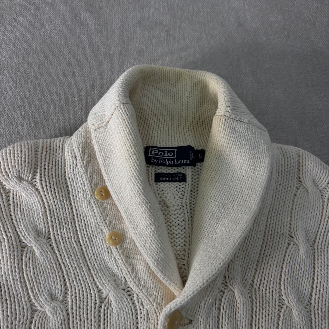 100 폴로랄프로렌 숄카라 핸드니트 꽈배기 가디건 상품이미지3