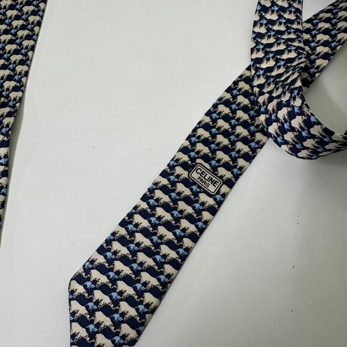 OS 셀린느 북극곰프린팅 실크100% 넥타이 상품이미지5