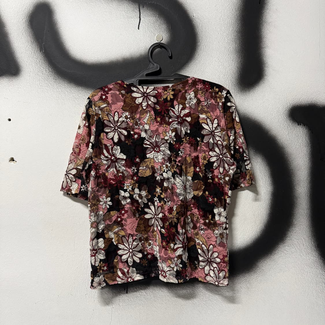 VTG 빈티지 재패니즈 모리 플라워 풀 패턴 레이스 반팔 블라우스 상품이미지2