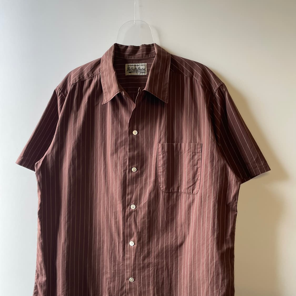 와코마리아 스트라이프 오픈카라 반팔셔츠 상품이미지3