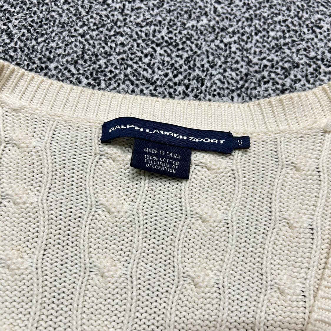 폴로 크림색 케이블 코튼 가디건 상품이미지4