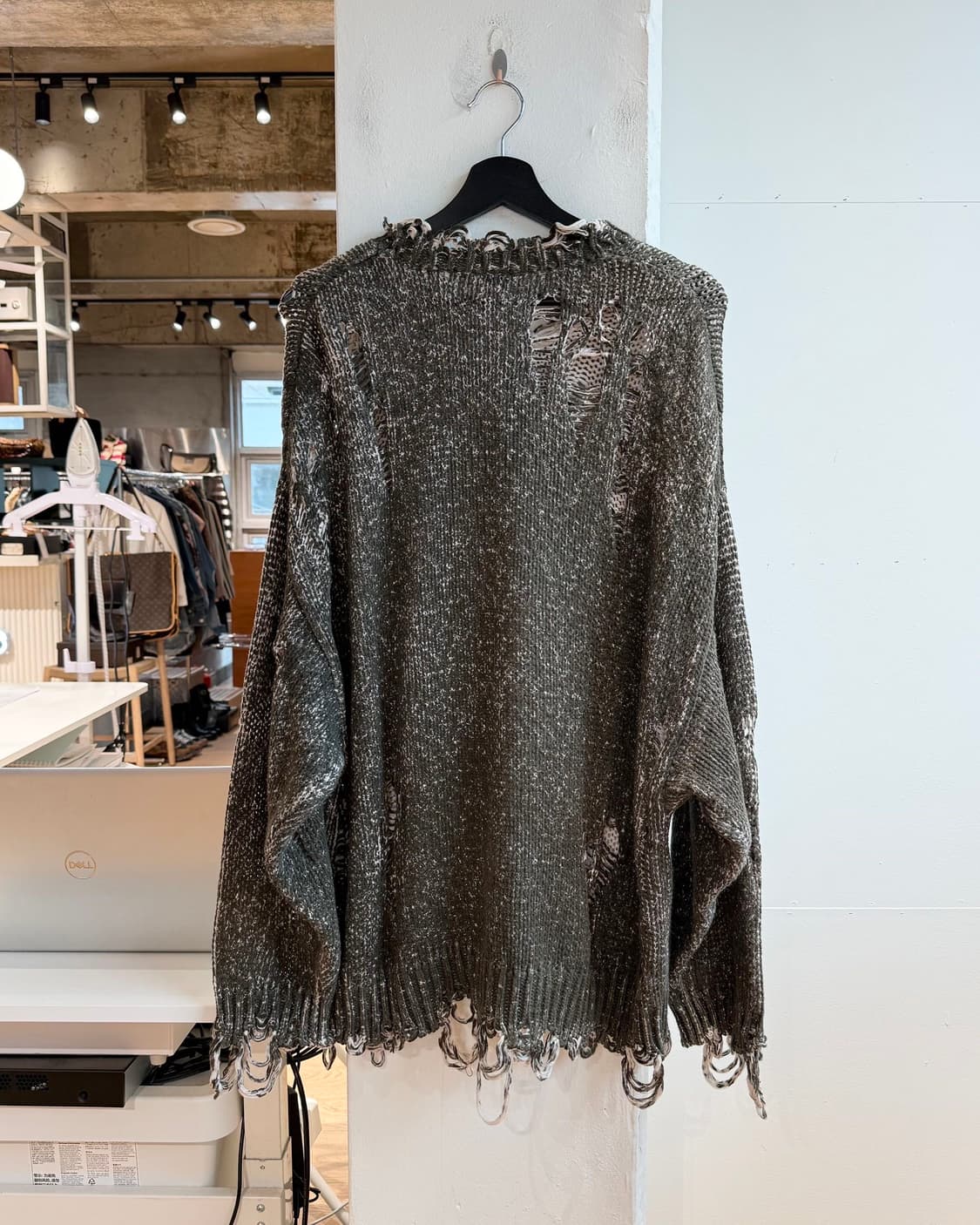 r13 카키 디스트레스드 오버사이즈 니트 상품이미지7