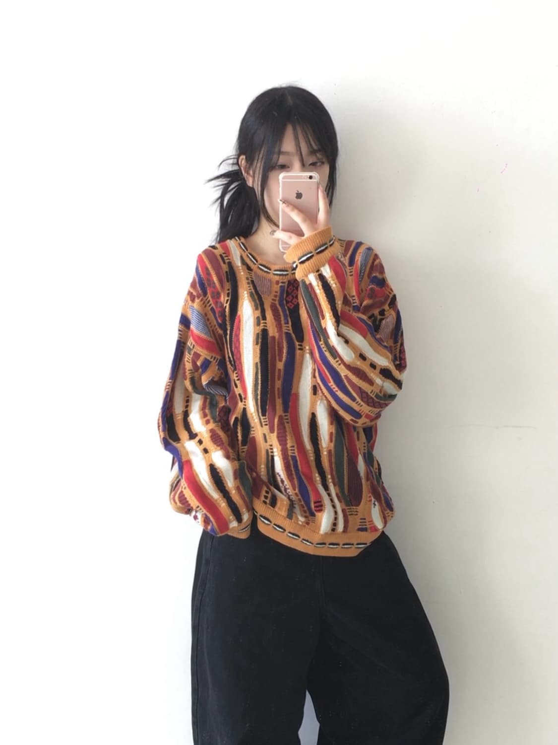 빈티지 배색 케이블 니트 상품이미지2