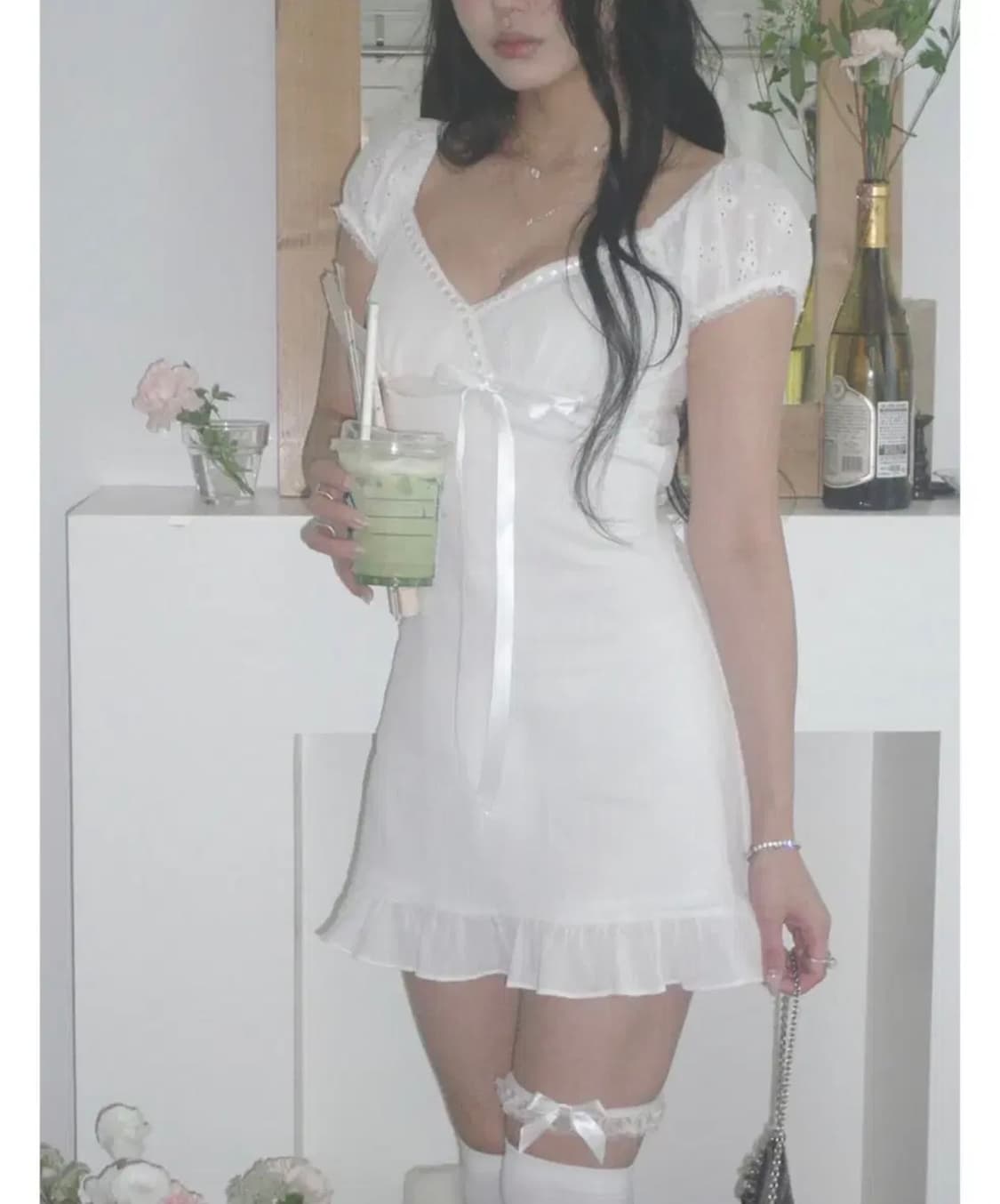 (구해요) 엔젤넘버555 데이지 퍼프 원피스 화이트 s 상품이미지1