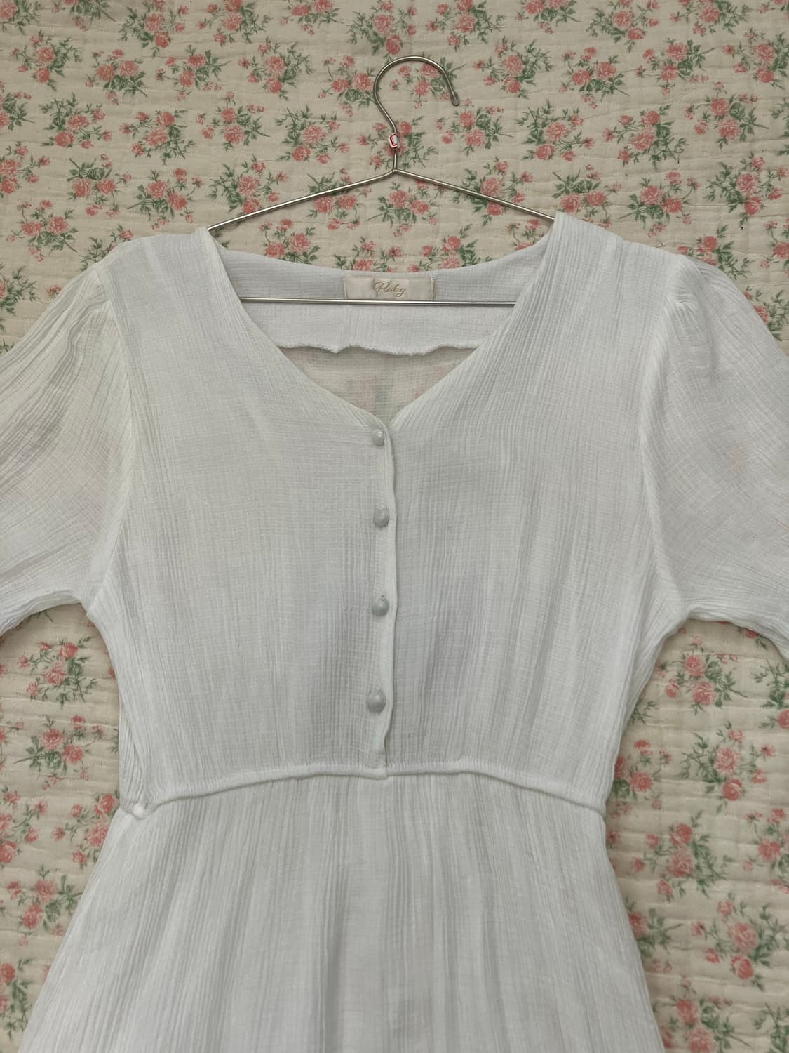 빈티지 화이트 플리츠 롱 원피스 1093 모리걸 y2k 스트릿 갸루 펑키 상품이미지4