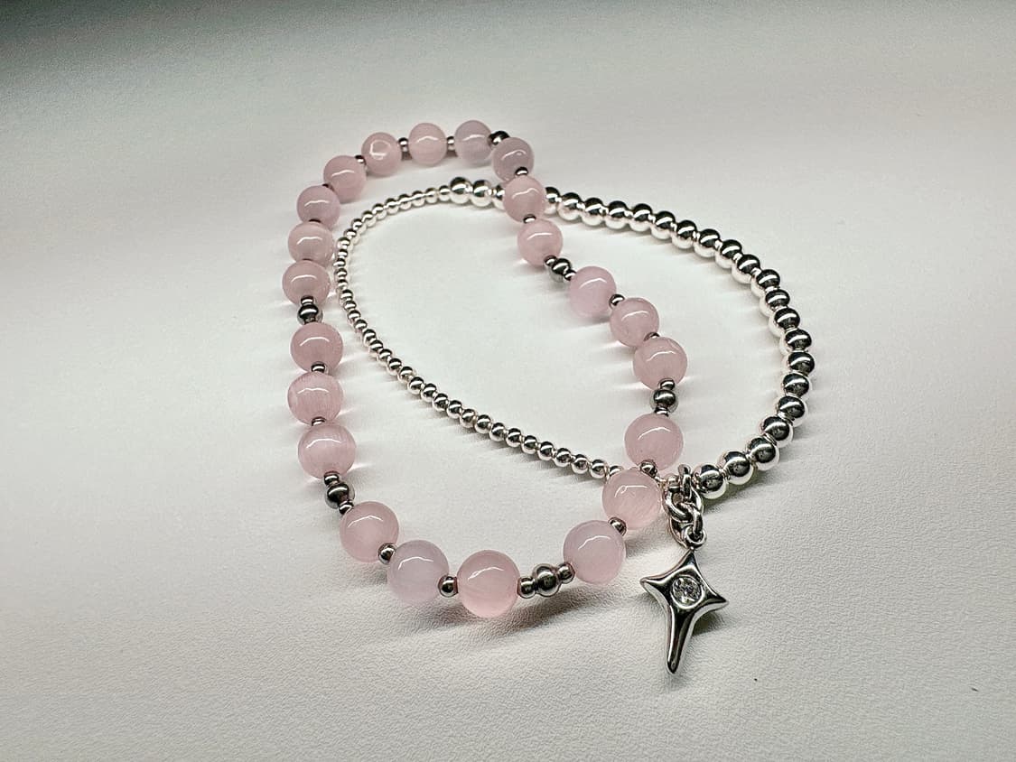 천연석 분홍 캣츠아이 원석팔찌 상품이미지5