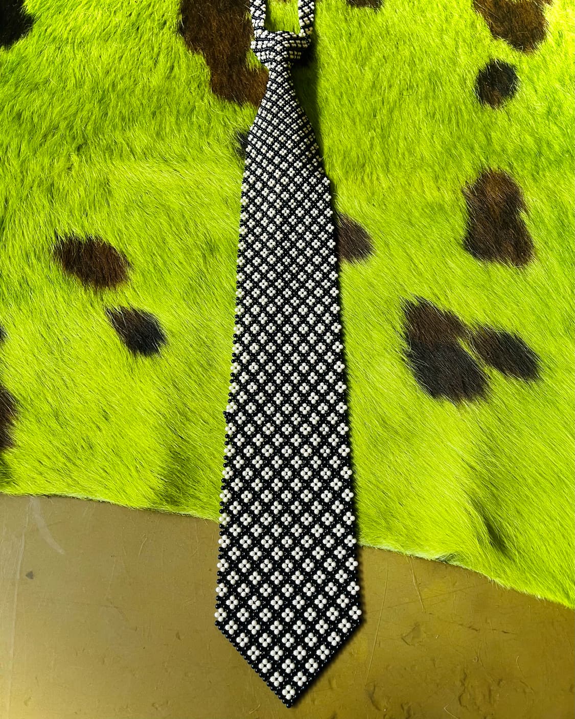 1960s Handmade Mods Pearl Beads Necktie 상품이미지8