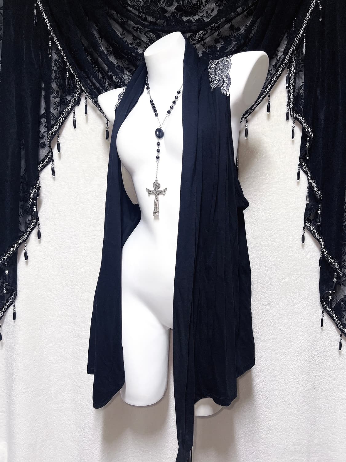 다크페어리 오리엔탈 로맨틱고딕 고스펑크 레이스 로브 핀터 레이어드 베스트 상품이미지1