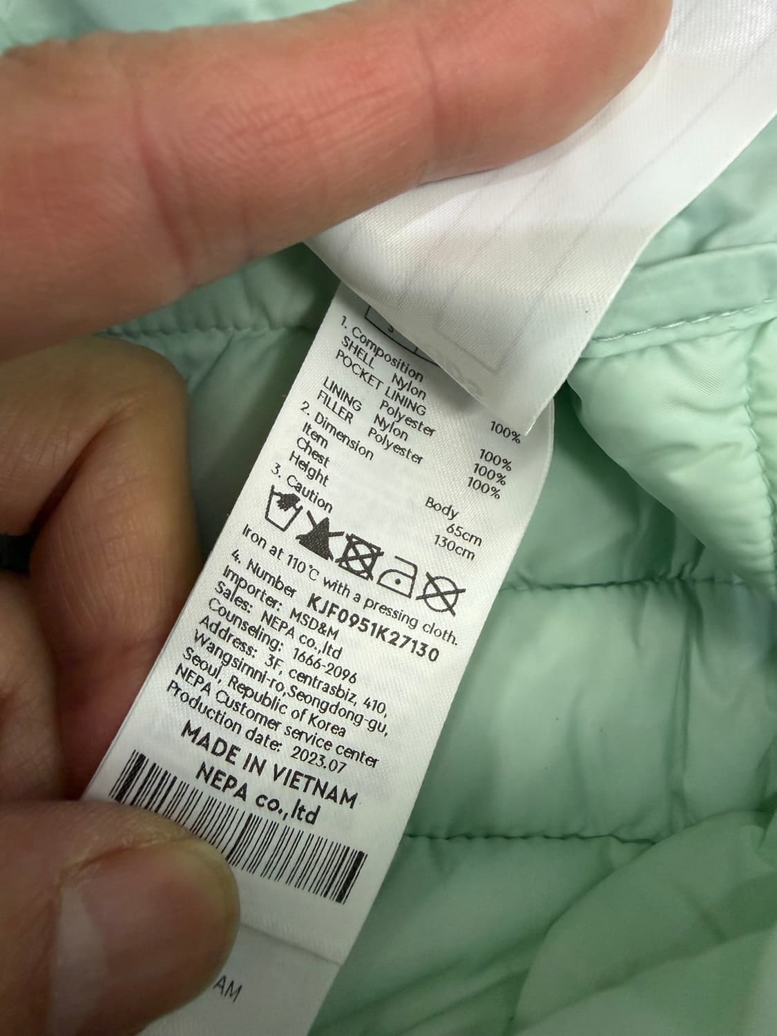 정품) 네파 키즈 경량 패딩 민트색 130 상품이미지8