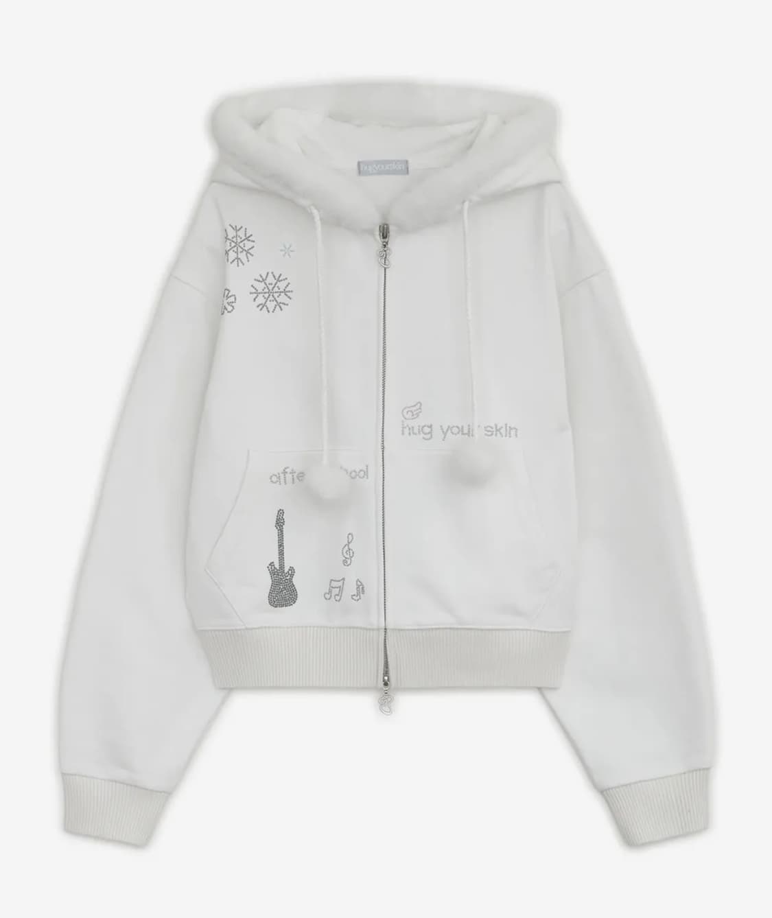 새상품) 허그유어스킨 핫픽스 퍼 후드집업 화이트 상품이미지1