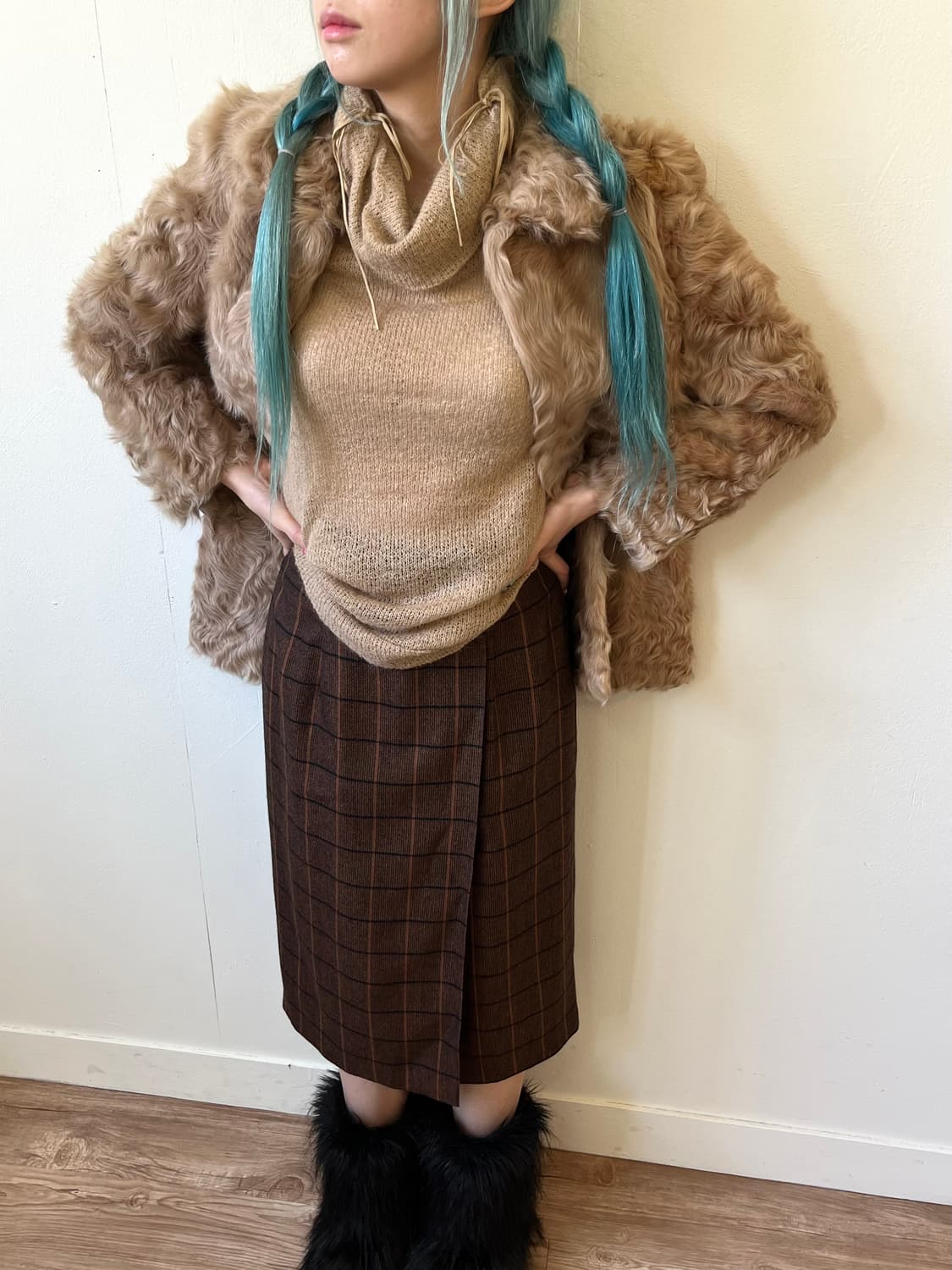 ROTINY 베이지 폭스 퍼 자켓 상품이미지5