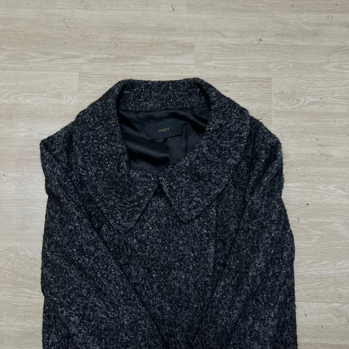 지고트 여성 헤링본 양모 알파카 더블 코트 [블랙] 85-88-155 상품이미지2