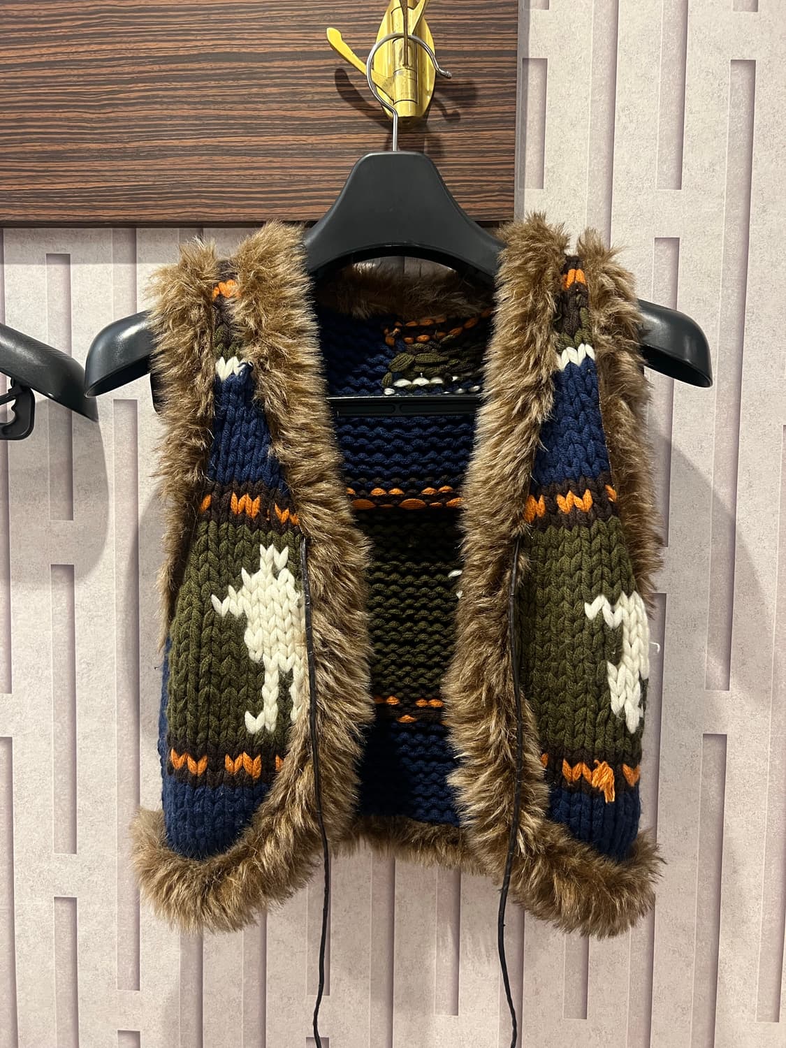 선가든파티 카키 히피 니트 퍼 조끼  상품이미지3