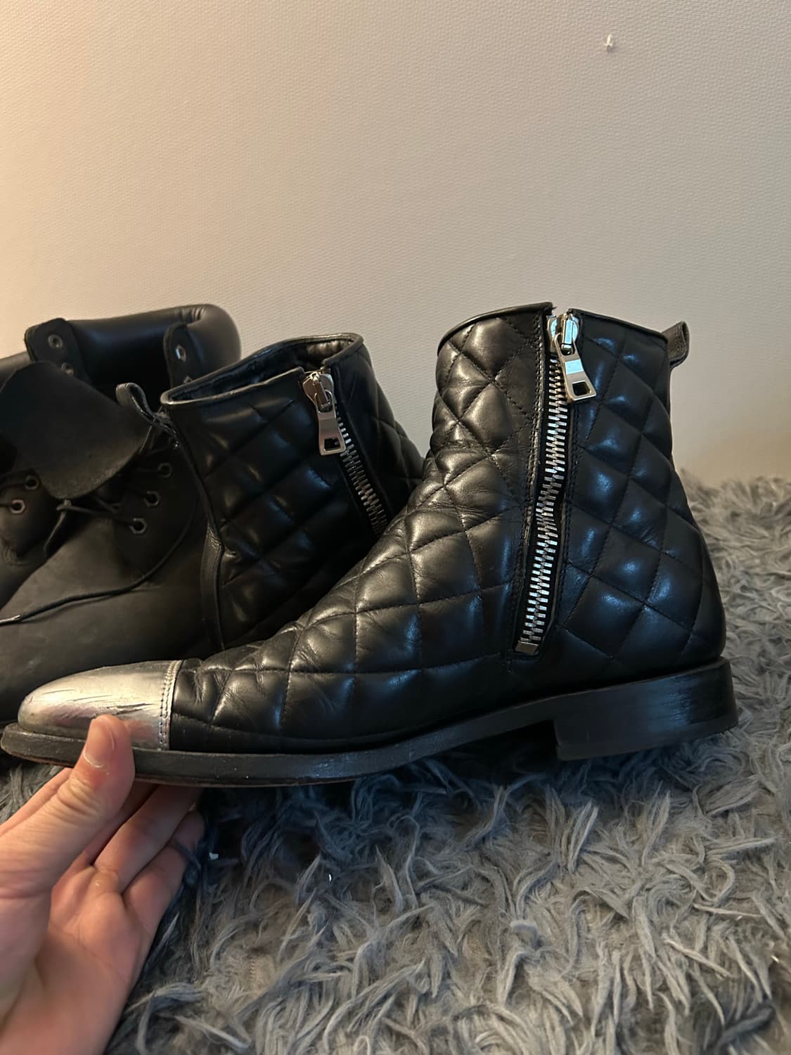 Balmain 2014ss 퀄팅 메탈 실버 부츠 상품이미지1