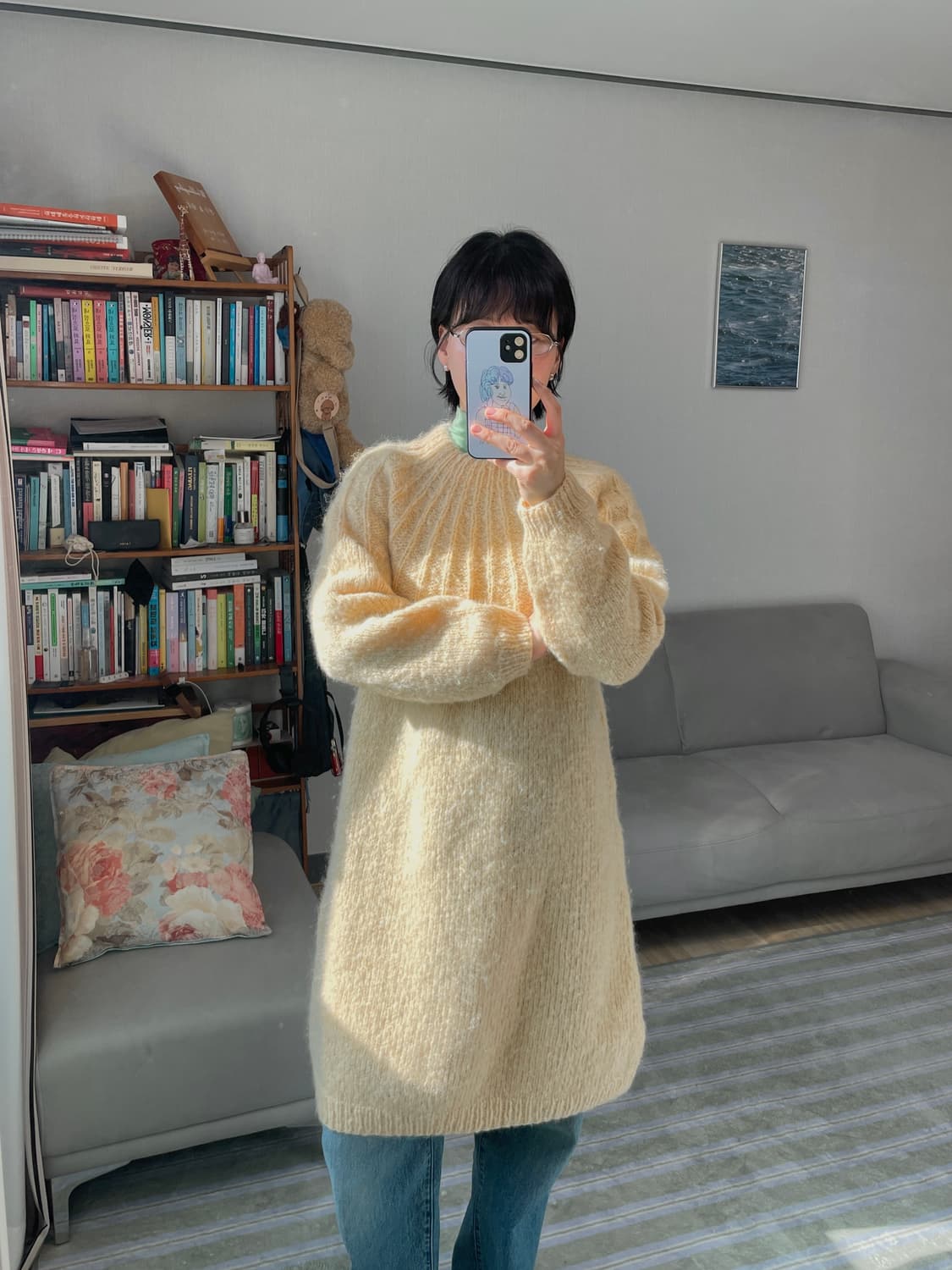 네팔산 핸드메이드 니트 원피스 울혼방 상품이미지2