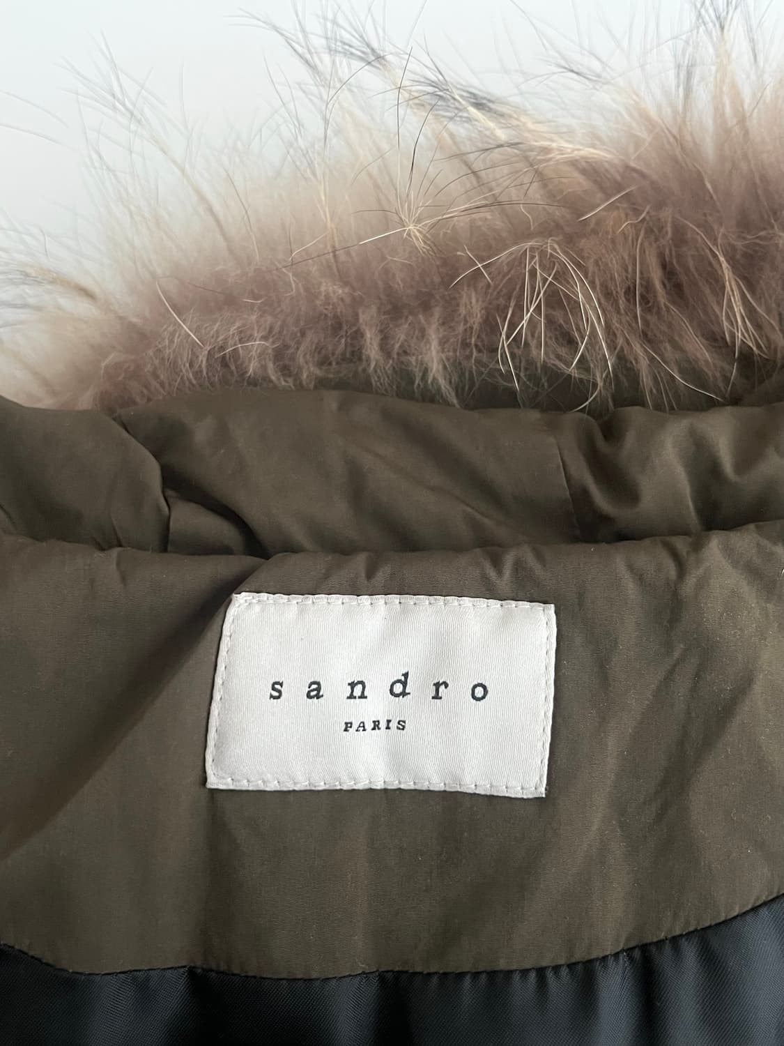 S) 산드로 라쿤 퍼 다운 패딩 점퍼 카키 상품이미지5