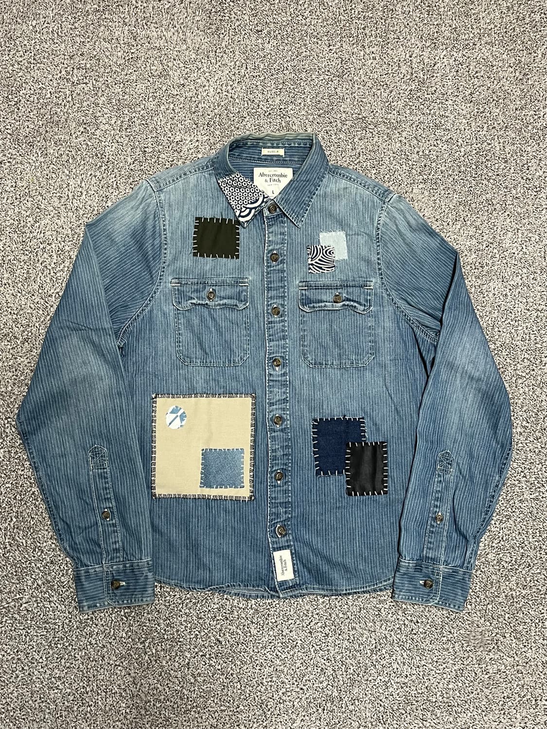 [L] Abercrombie sashiko denim shirt 상품이미지1