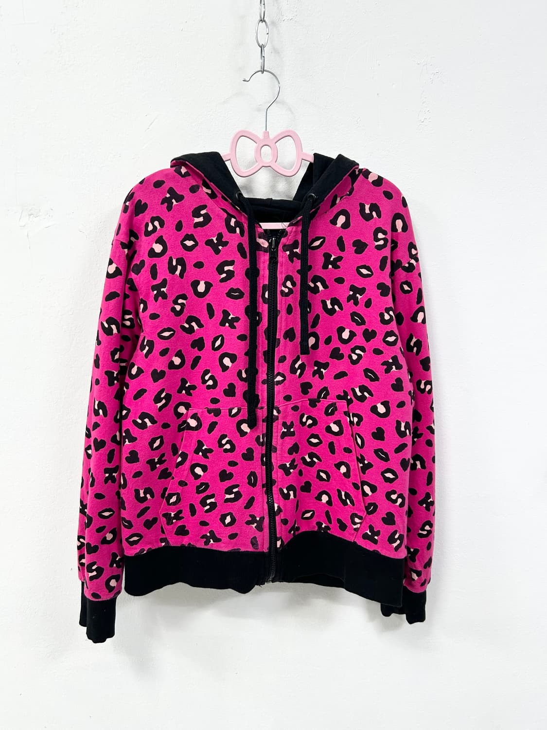 갸루 핑크 레오파드 리버시블 후드집업 상품이미지7
