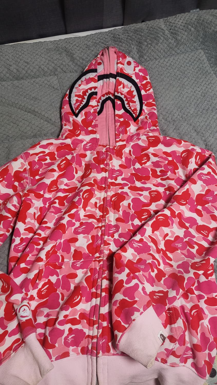 베이프 핑크 더블 후디 후드집업 2XL판매 상품이미지1