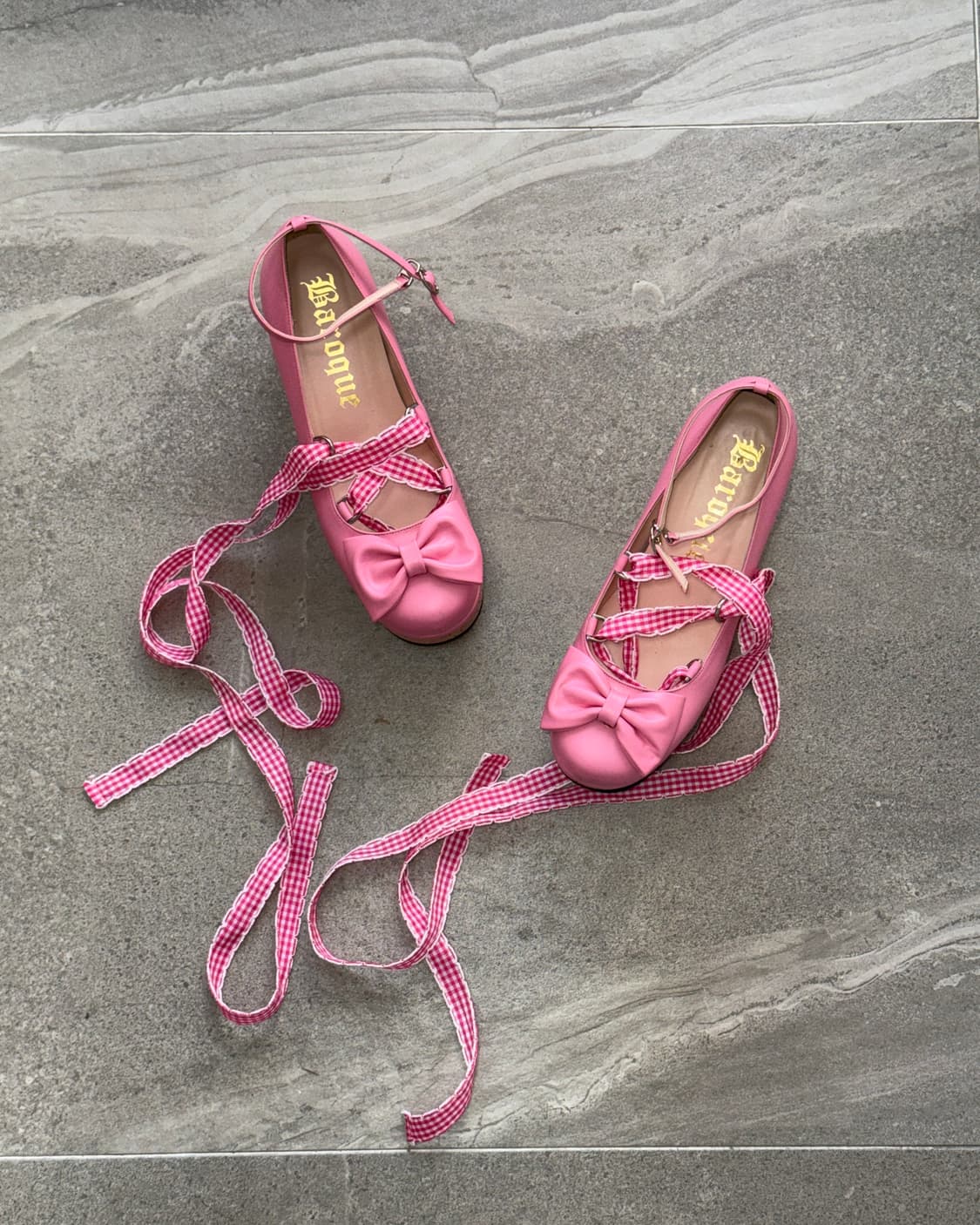 Baroque baby pink ribbon wedge heels 상품이미지1