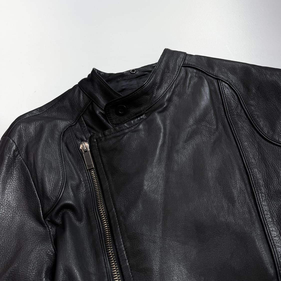 아르마니 리얼레더 염소가죽 사선 라이더 릭오웬스맛 가죽자켓 상품이미지4