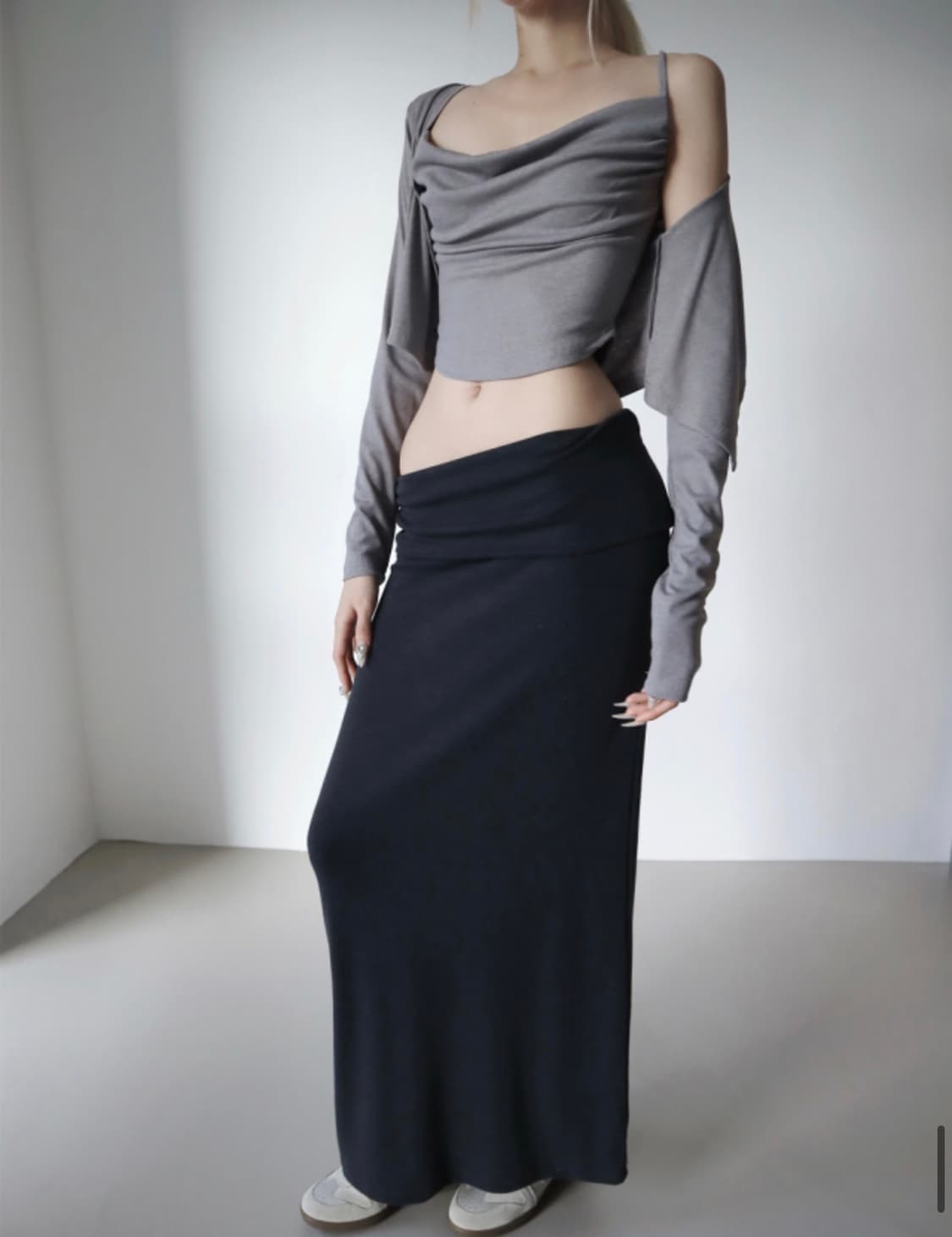 클라따 드레이프 가디건 나시, 벨리 스커트 세트 상품이미지2