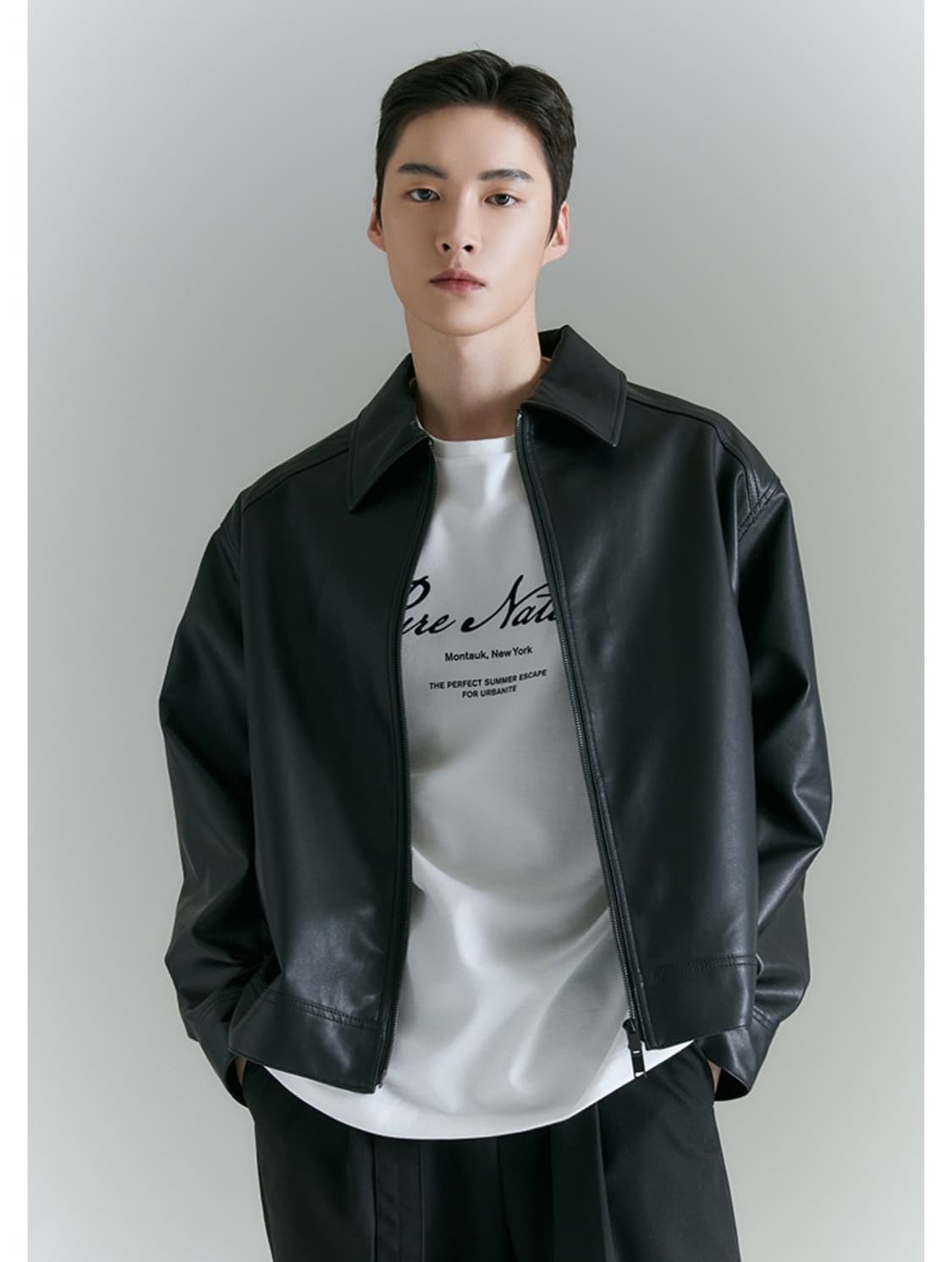 새상품 SPAO 스파오 미니멀 레더 자켓 가죽자켓 오버핏 루즈핏 상품이미지1