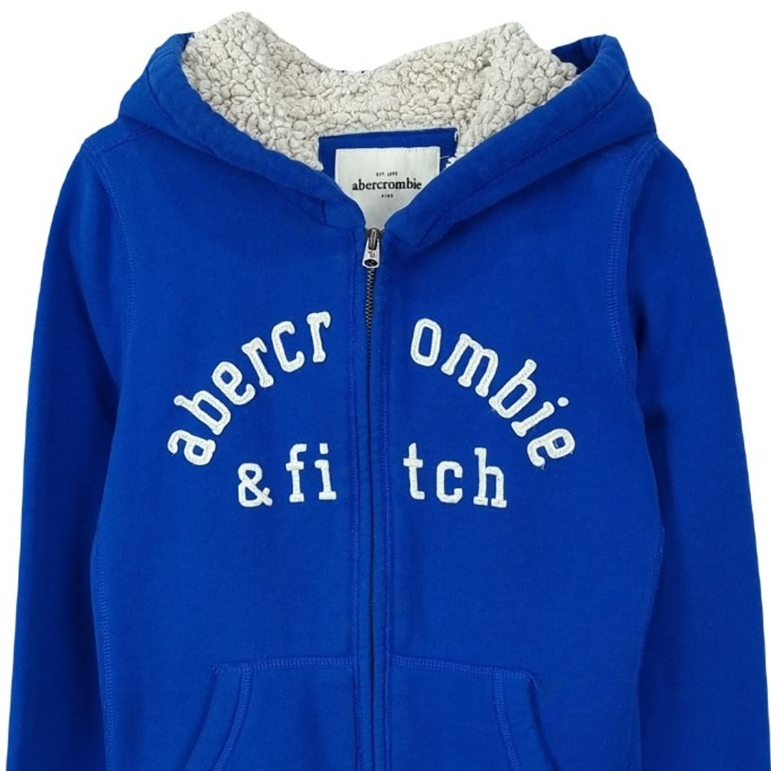 [아베크롬비] Y2K 빅로고 양털 후드 집업 블루 M18531 상품이미지4