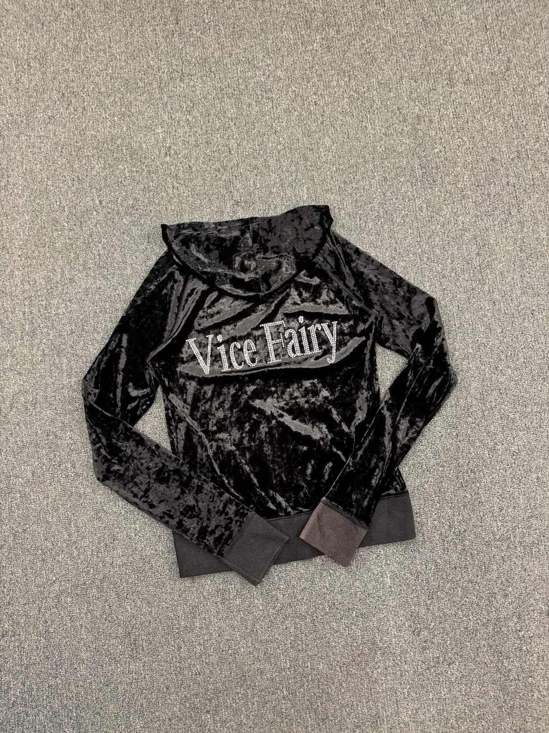 42)Japanese vintage 스컬 큐빈 벨벳 후드집업 상품이미지4