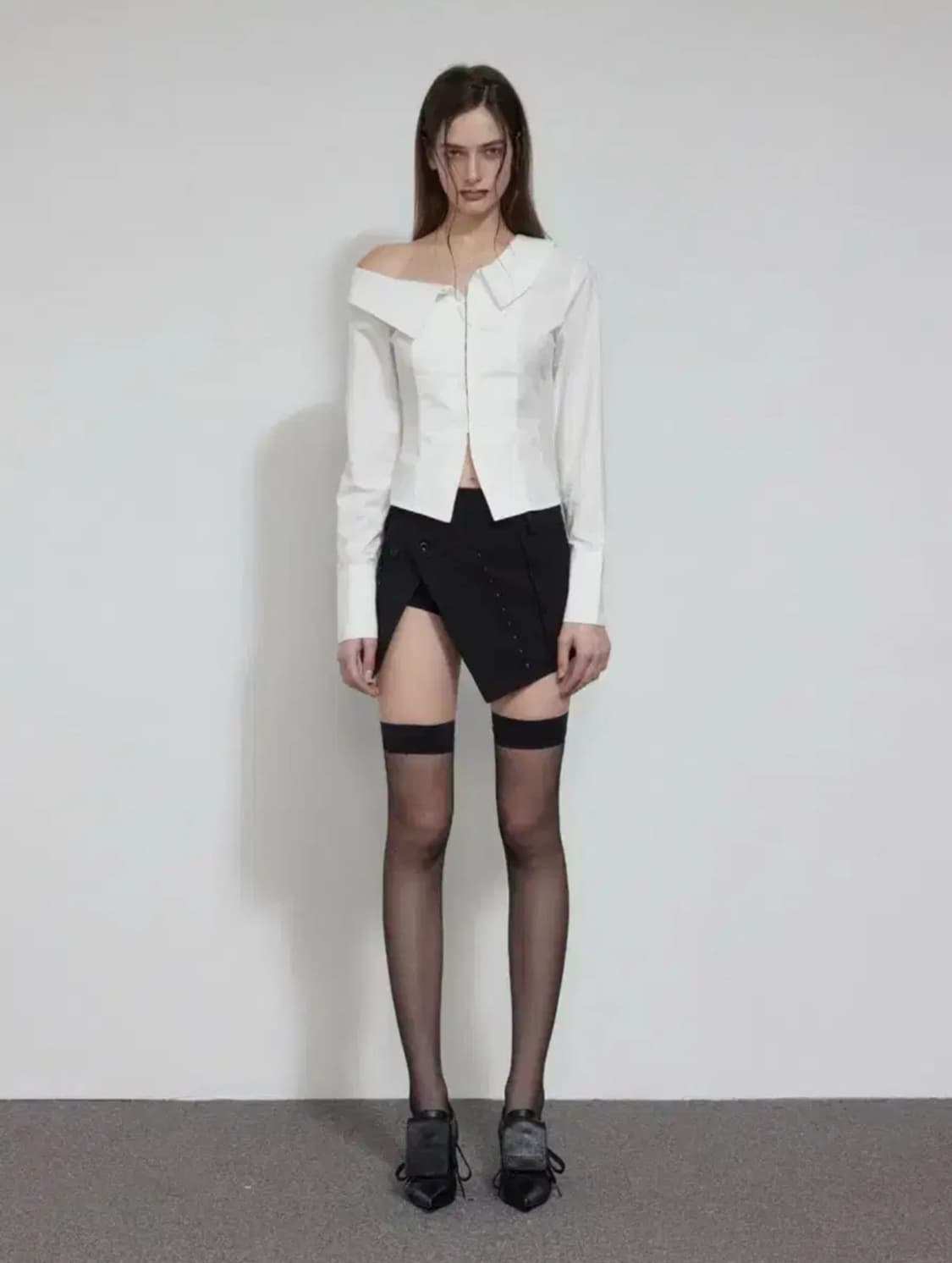 보헤미안서울 원숄더 슬림핏 셔츠 상품이미지1