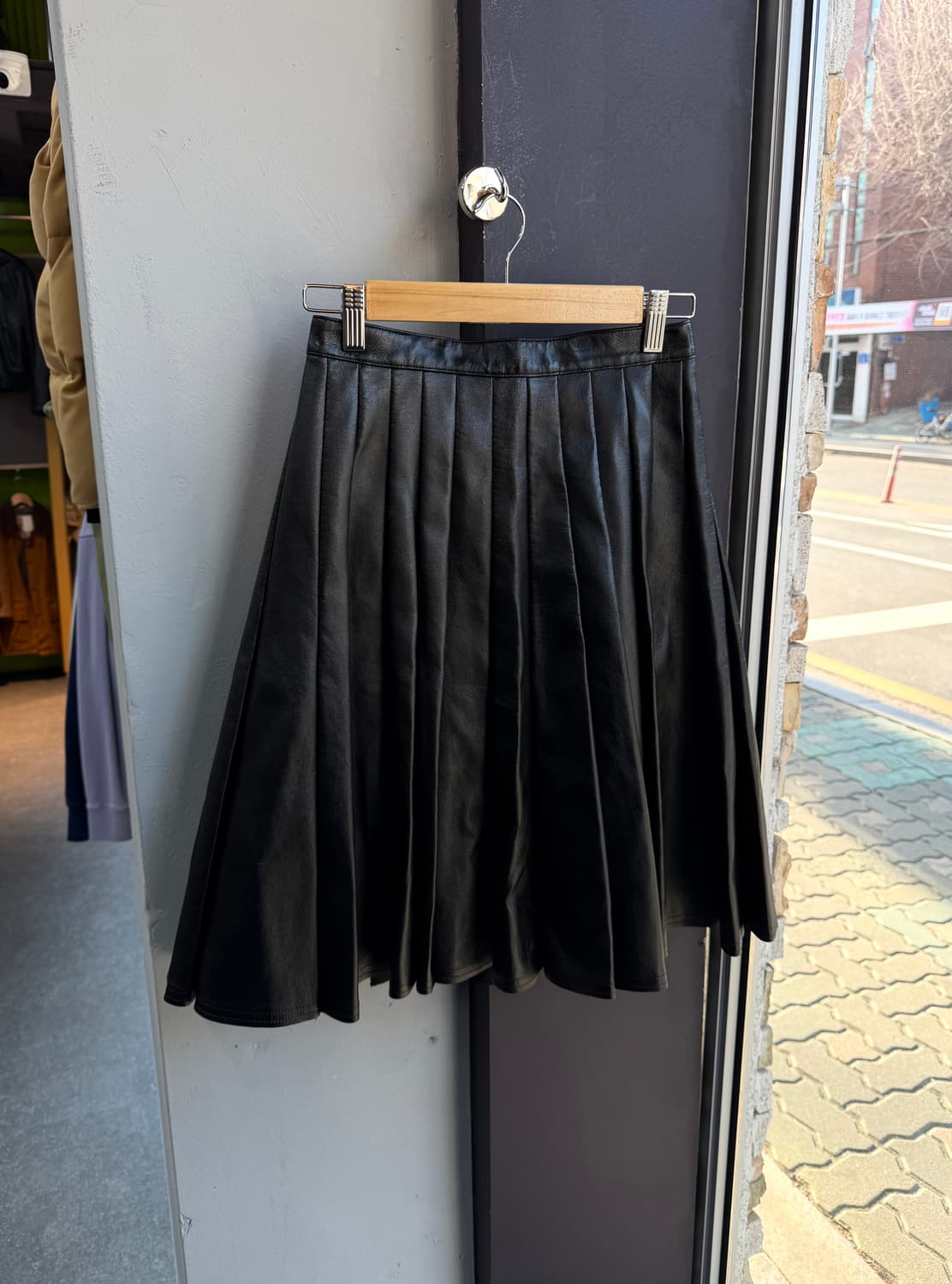 S/ 준야 와타나베 2011FW 레더 플리츠 스커트 블랙 상품이미지3