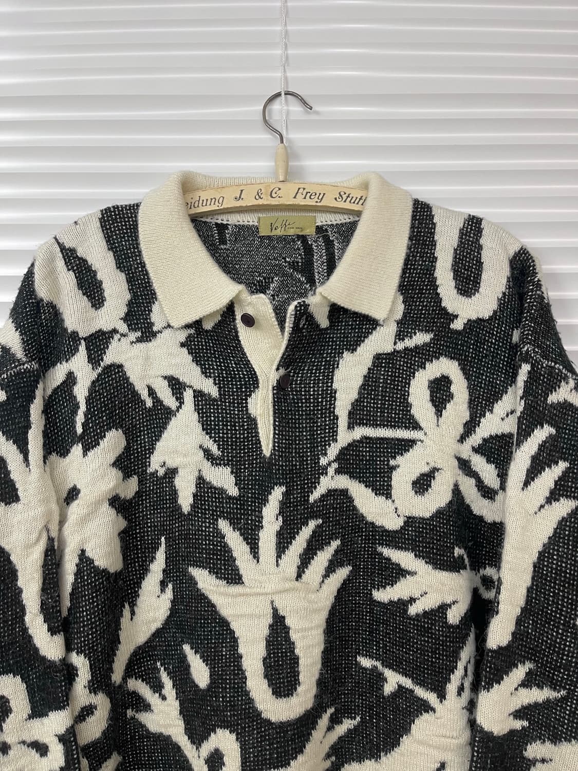 빈티지 플라워 패턴 자카드 니트 카라 스웨터 상품이미지3