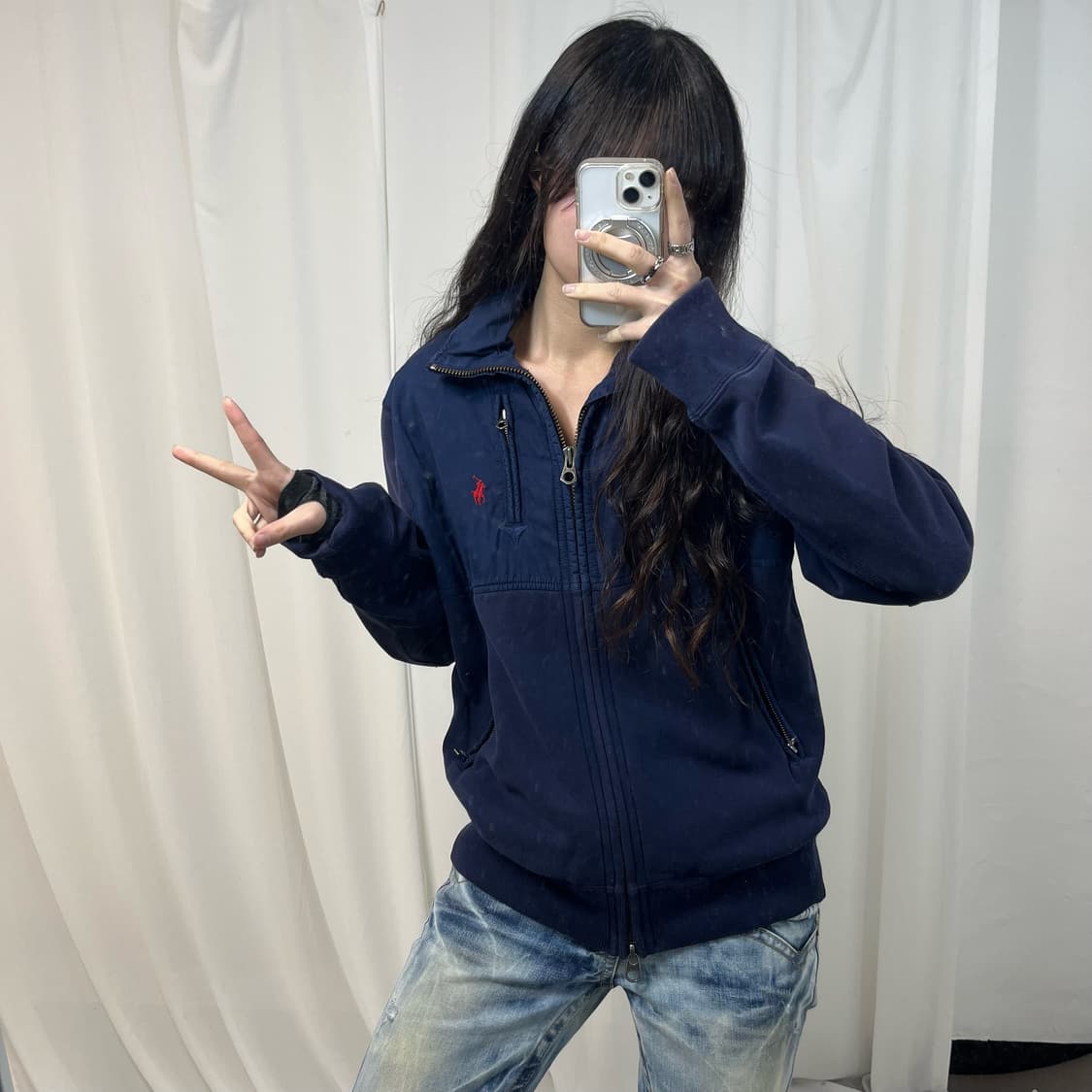 Polo Navy Two-way Cotton Zip-up 상품이미지2