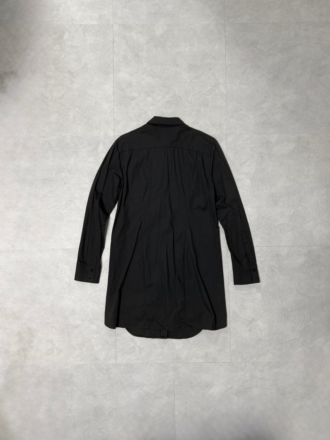 오브제 블랙 코튼 롱 셔츠 상품이미지2