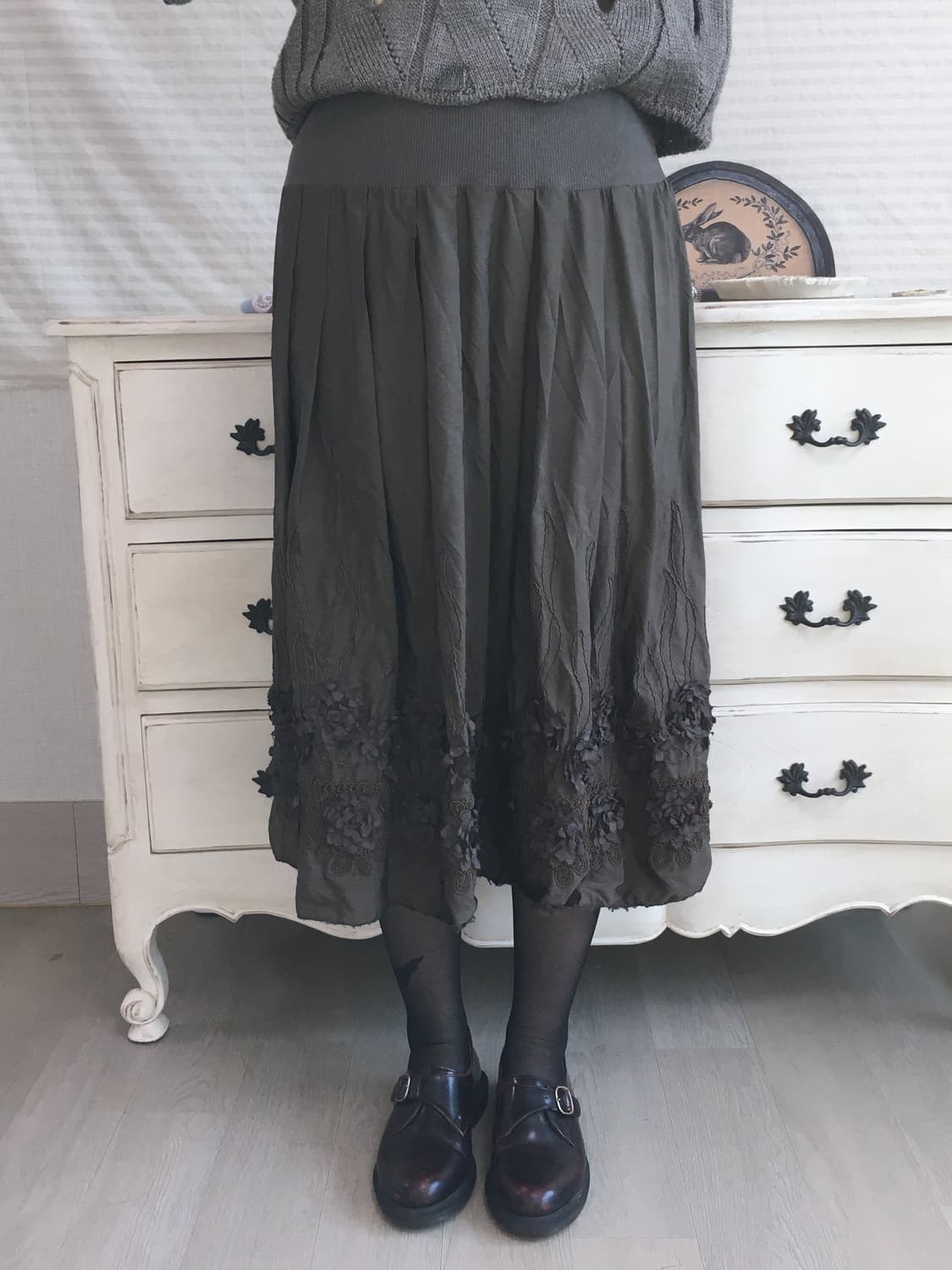 khaki brown flower corsage handwork sk 상품이미지1