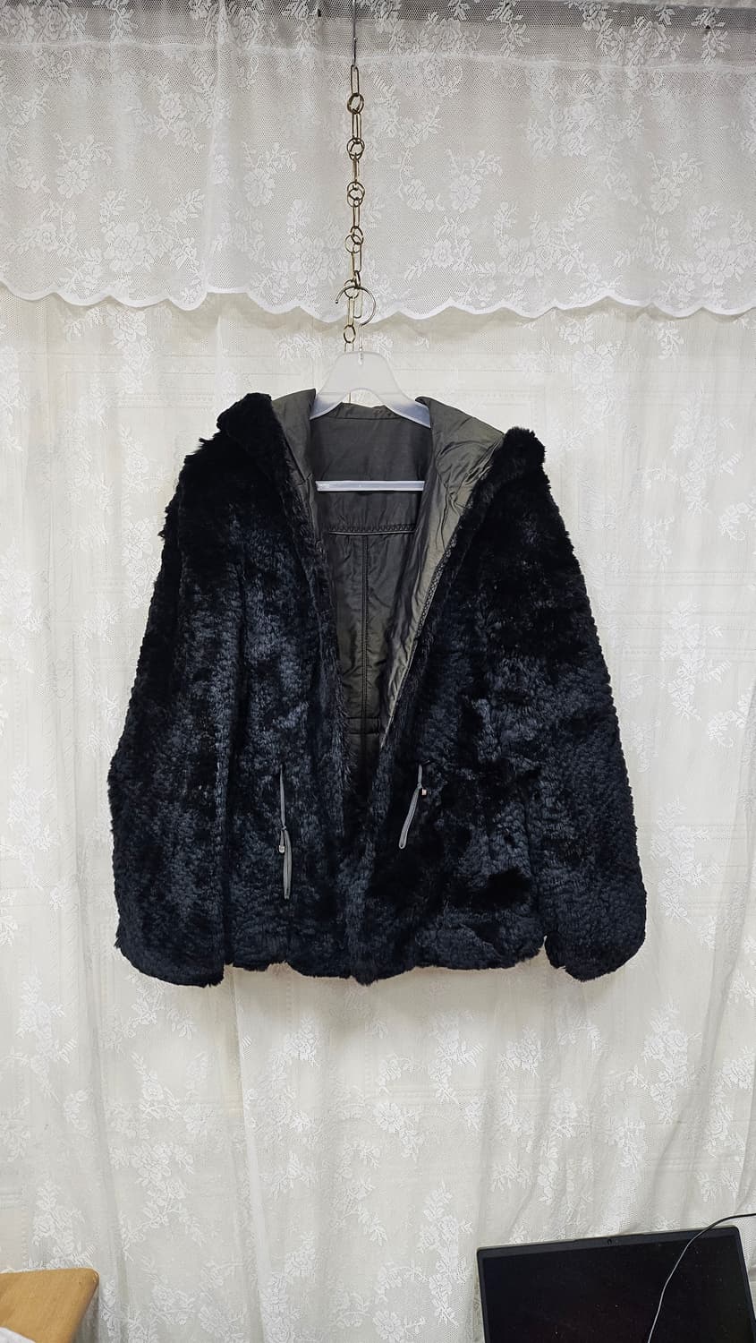 크레송 블랙 퍼 후드 자켓  상품이미지1