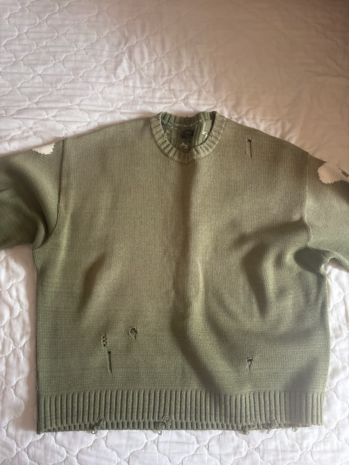 캐피탈 5g 코튼 본 크루넥 니트 카키 상품이미지4