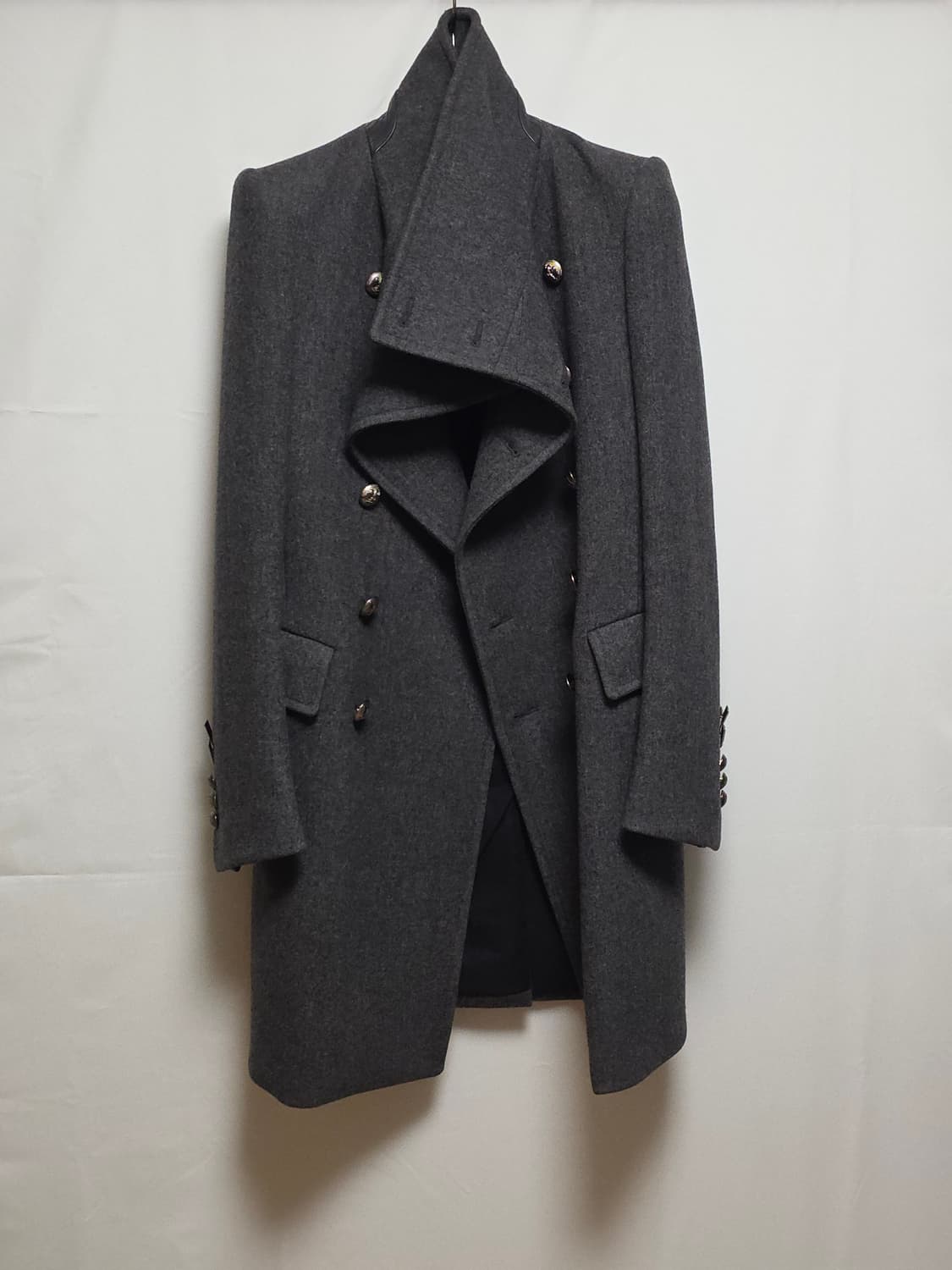 시스템 옴므 하이넥 밀리터리 은장 더블 코트 상품이미지2