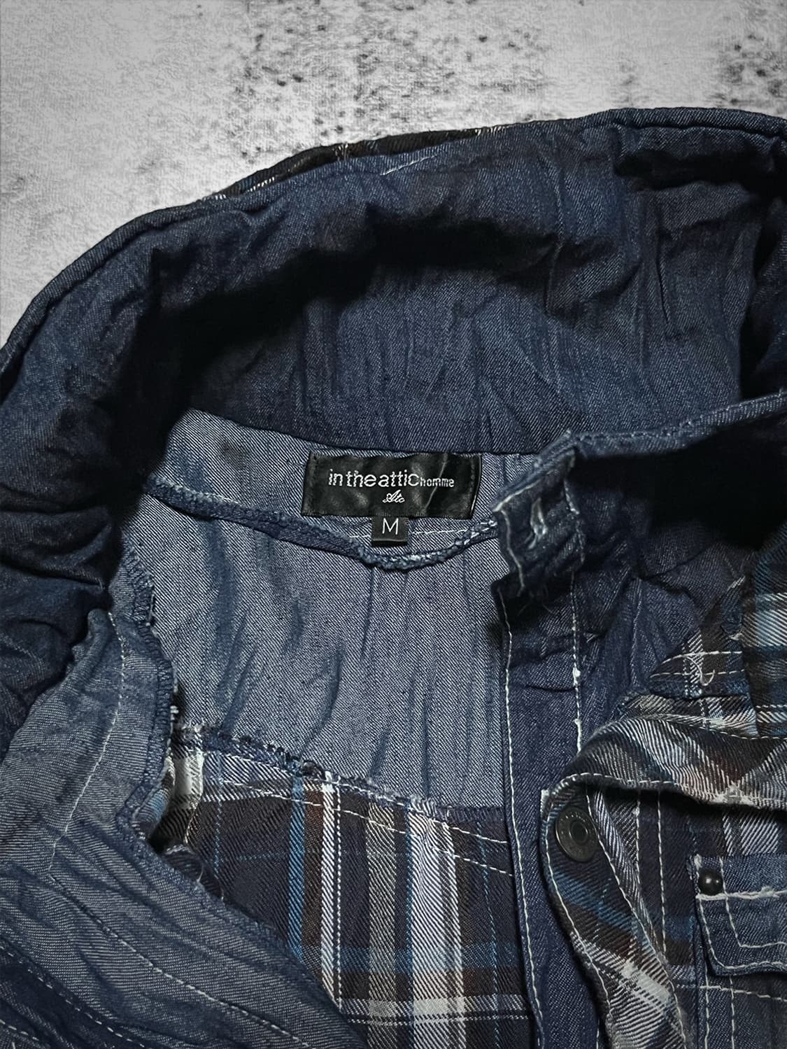 (in the attic) 00s wrinkled denim shirt  상품이미지6