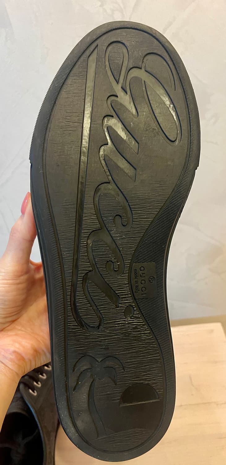 구찌 GUCCI/GG 캔버스 가죽 블랙 로우탑 스니커즈 7.5 상품이미지5