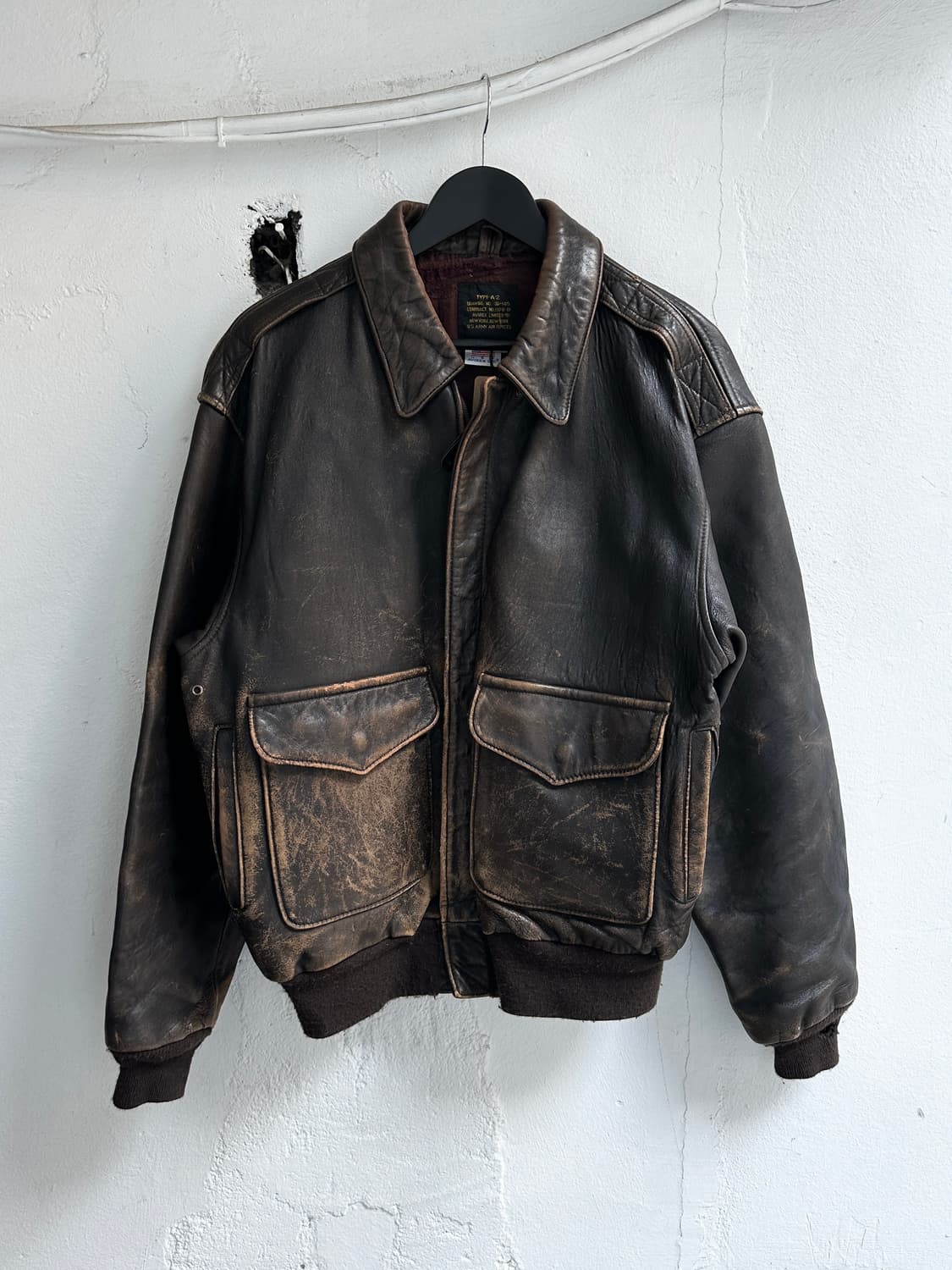 90's USA Made 아비렉스 A2 레더 봄버 자켓 상품이미지1