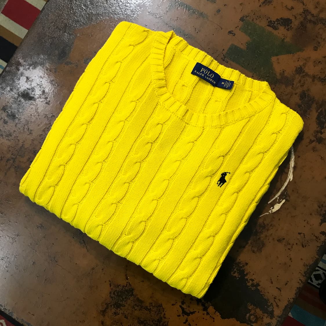 폴로랄프로렌 옐로 코튼 케이블 니트 여성 55 66 사이즈 상품이미지1