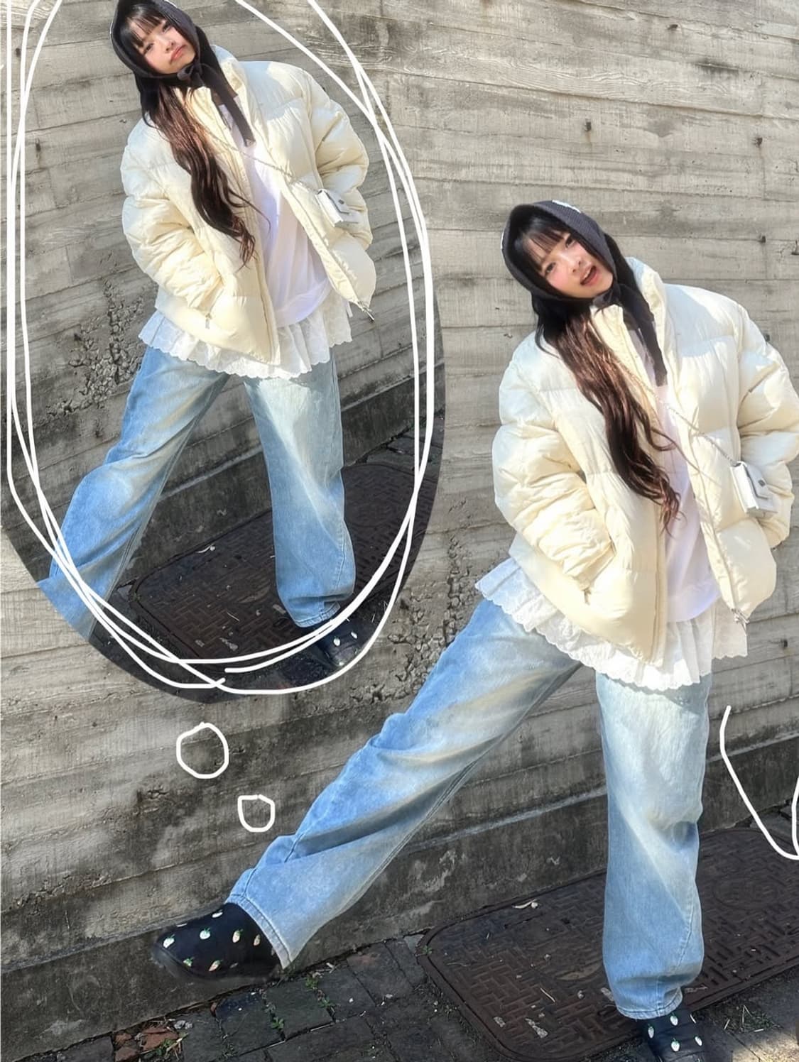 후기O 겨울 데일리룩 옷 랜박 랜덤박스 시즈니룩 빈티지 갸루 팬츠 니트 상품이미지3