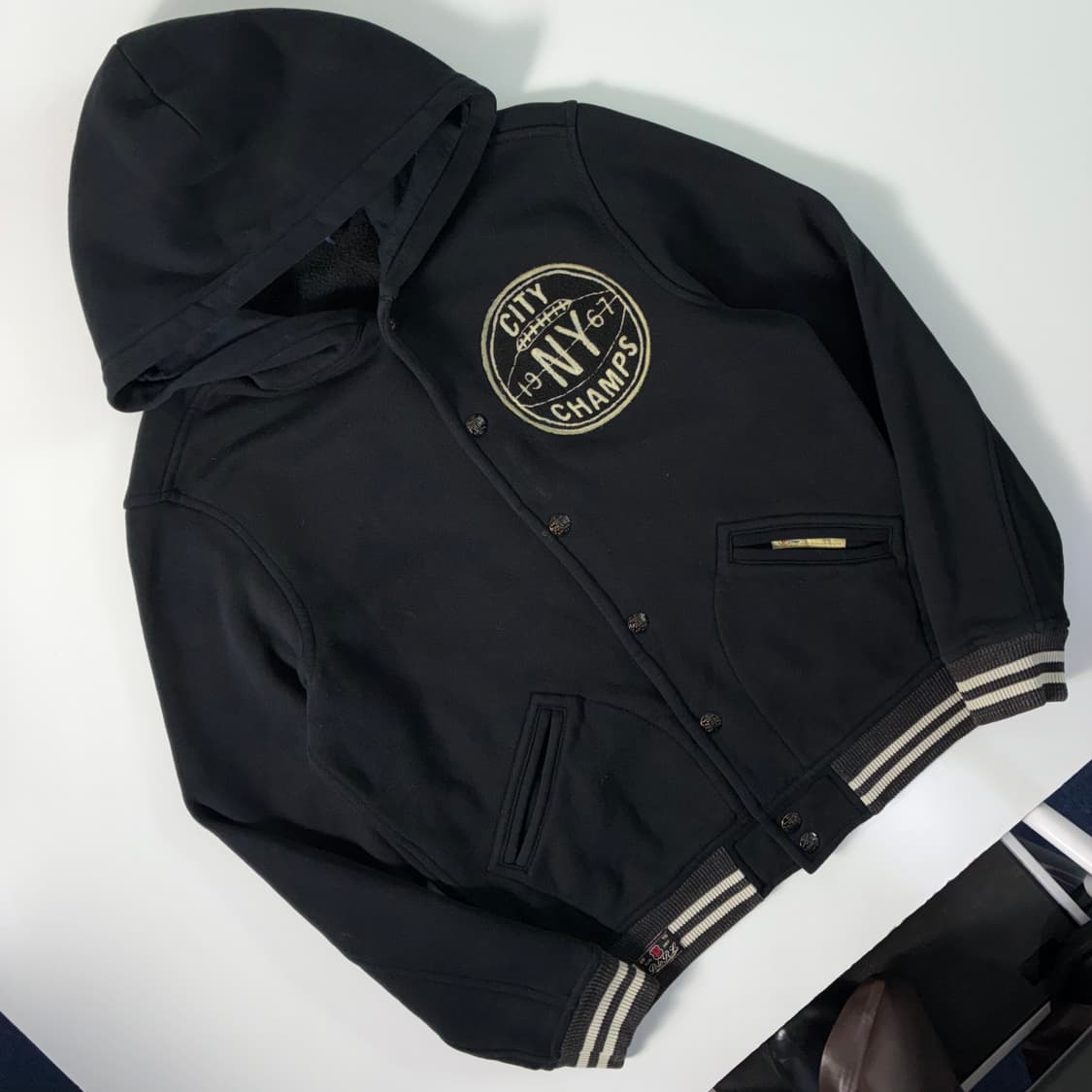 Polo 폴로 랄프로렌 NY 풋볼 로고 후드 바시티 자켓 상품이미지3