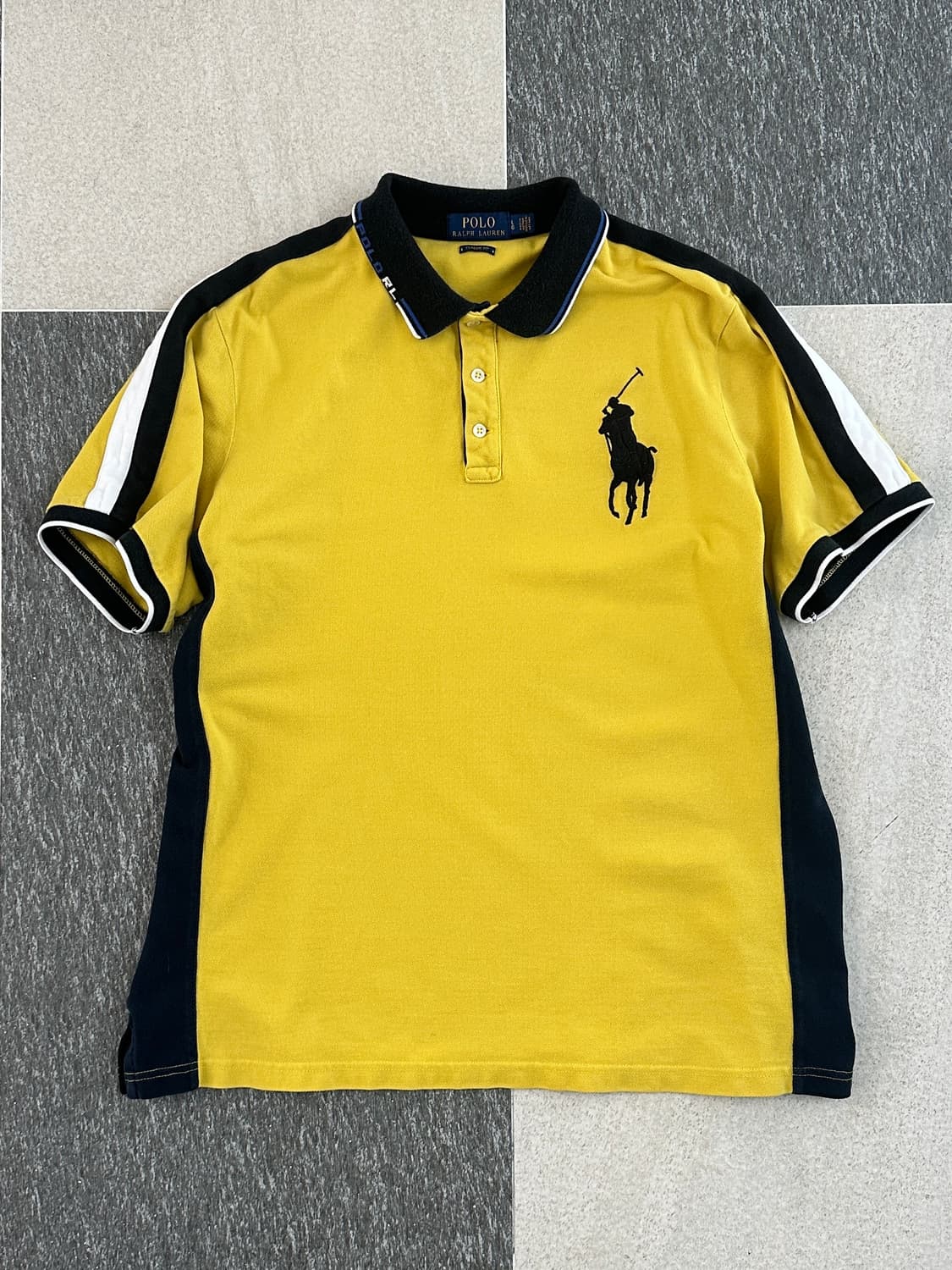 폴로 랄프로렌 옐로우 배색 빅포니 카라 티셔츠  상품이미지1
